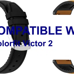 ACM WSM33U22BKGL3846 Pack of 2 Watch Strap Leather Silicone 22mm for Noise Colorfit Victor 2 Smartwatch (Black/Gold) Smart Watch Strap-picture-20