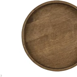 hrb handicrafts Round Wooden Serving Tray with Handles | Decorative & Kitchen Serving Platter Tray Serving Set image 3