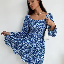 honky tonky Women Fit and Flare Blue Above Knee/Mid Thigh Length Dress image 2