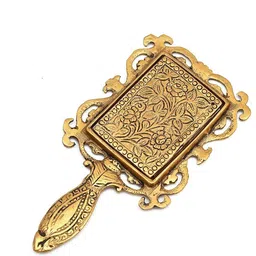 nirmal handi craft Metal Handheld Mirror with Handle Compact for Personal Makeup Vanity image 2