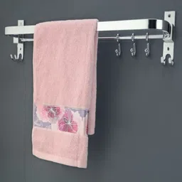 clasy Premium Stainless Steel Folding Towel Bar with Hooks – 24 Inch, Mirror Finish 24 inch 1 Bar Towel Rod-picture-19