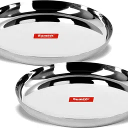 sumeet Stainless Steel Apple Shape Heavy Gauge Dinner Plates with Mirror Finish 27cm Dia - Set of 2pc Dinner Plate-picture-24