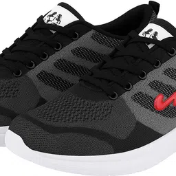 partner Men Black-Grey Lightweight Mesh Sneakers | Red Accent | Soft EVA Cushion Sole Casuals For Men image 2