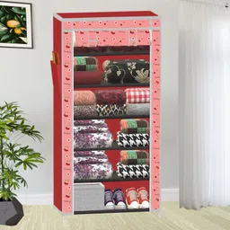 poowerest 6 Tire Foldable Collapsible Wardrobe Storage Organizer Almirah Cloth Rack PVC Collapsible Wardrobe-picture-21