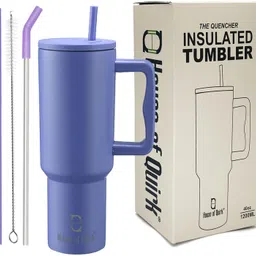 house of quirk 1200ML Tumbler with Handle and Straw Lid Double Insulated Cup Reusable 1200 ml Bottle image 1