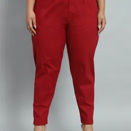 city fashion Women Regular Fit Maroon Cotton Blend Trousers image 3