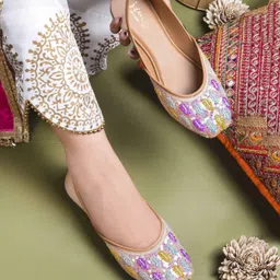 jm looks Women's Ethnic Embroidered Jutti with Sequin Detailing Bellies For Women image 3