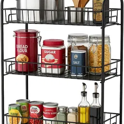 nexum Containers Kitchen Rack 3-Tier Multipurpose Countertop Storage Rack for Organizing Jars, Spice & More Steel-picture-16