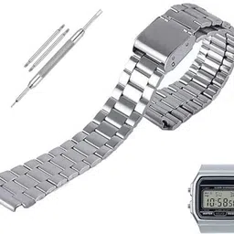 LUBA HIMT Double Lock Chain Compatible with Casio F-91WM-7ADF - D141 18 mm Stainless Steel Watch Strap-picture-13