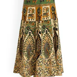 Exotic India Floral Printed Wrap-Around Pure Cotton Maxi Skirt-picture-15
