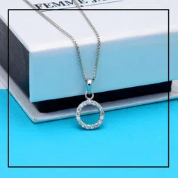 Femme Jam 925 Sterling Silver Zirconia Crystal Round Pendant & Chain for Women & Girls Swarovski Crystal White Gold Pendant-picture-25