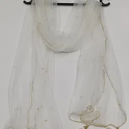 hettara Net Embellished White Women Dupatta image 2