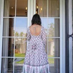 nari dream Floral Print Rayon Blend Stitched Anarkali Gown image 2