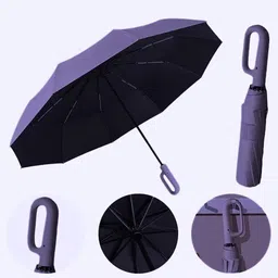 ozoy 3 Fold with Auto Open/Close Travel | Man, Woman & Child 8-Ribs|Sun UV Protection Umbrella image 4