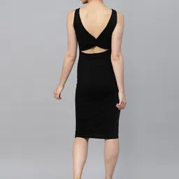 sassafras Women Bodycon Black Knee Length Dress image 3