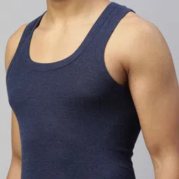 dixcy scott maximus Pack of 5 Regular Fit Solid Round Neck Sleeveless 100% Rib Cotton Men Vest image 5