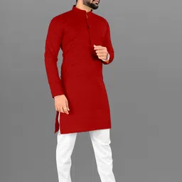 ladyflock Men Cotton Blend Kurta Pyjama Set image 4