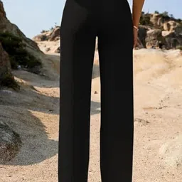 fashion plus point Women Straight Fit Black Lycra Blend Trousers image 2