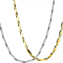 zebisco Stylish Golden and Silver Rice Chain for Women and Men Stainless Steel Locket-picture-27
