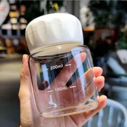 moozico Daisy Print Frosted Cute Water Bottle 300ml Glass with Flower Charm 300 ml Water Bottle-picture-10