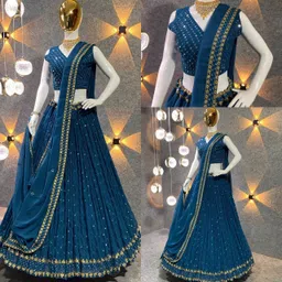 bronezomart Embroidered, Embellished Semi Stitched Lehenga Choli image 3