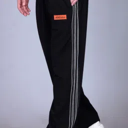 Men Striped Black Track Pants-image-9