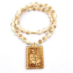 brij haat Wooden Hanuman ji locket with Ram carving beads Mala Wood Locket image 4