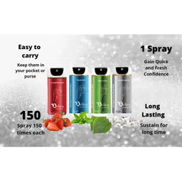 Qelica Set Of 4 Strawberry Mint Silver Elaichi Paan Chuski & Polar Mint Spray-10g Each image 2