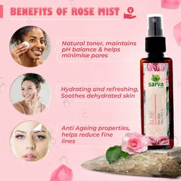 SARVA by Anadi 100% Pure & Natural Undiluted Rose Mist For Skin Care - 100ml image 4