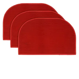 Kuber Industries Red Set Of 3 Solid D-Shaped Microfiber Anti-Skid Doormats-picture-22