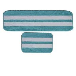 Bajo's 2-Pcs Turquoise Blue & White Striped Anti Skid Floor Mats image 4