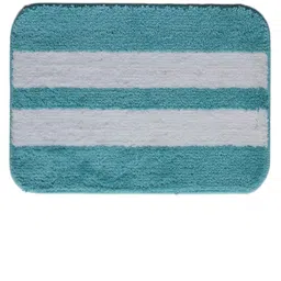 Bajo's 2-Pcs Turquoise Blue & White Striped Anti Skid Floor Mats image 3