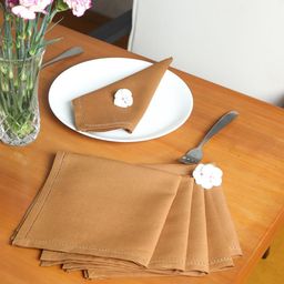 ZEBA Brown 6 Pieces Cotton Table Napkins-picture-46