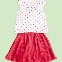 Pantaloons Junior Girls Red & White Printed Top with Skirt-picture-34