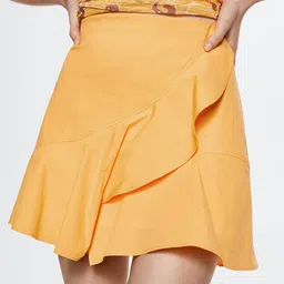 MANGO Yellow Solid Mini Skirt-picture-14
