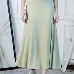NEUDIS Ribbed Flared A-Line Maxi Skirt-picture-44
