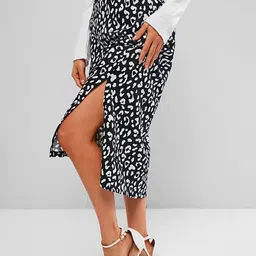 URBANIC Women Abstract Printed Split A-Line Skirt-picture-13