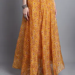 SOUNDARYA Printed Cotton Flared Maxi Skirt image 3