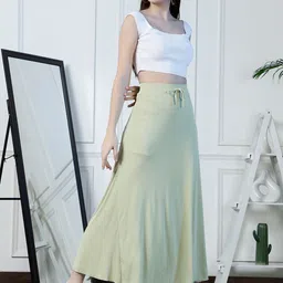 NEUDIS Ribbed Flared A-Line Maxi Skirt image 3