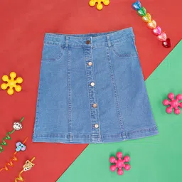 Pantaloons Junior Girls Cotton Denim A-line Skirt image 1