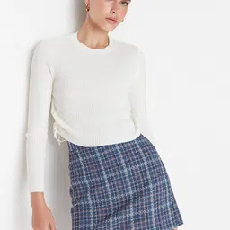 Trendyol Women Blue Checked Mini Pencil Skirt-image-68