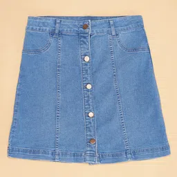 Pantaloons Junior Girls Cotton Denim A-line Skirt image 2