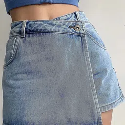 LULU & SKY High-Waist Mini Denim Skorts image 2
