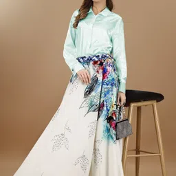 SAPTRANGI Floral Printed Flared Maxi Skirt image 5