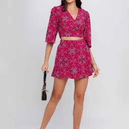Zink London Floral Printed Flared Mini Skirt image 2