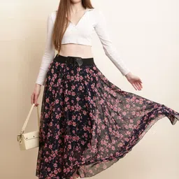 Raabta Fashion Printed Flared Maxi Skirts image 4