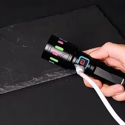 crentila M036 Metal Flashlight, 80W LED Torch, Type-C Fast Charger, Telescopic Zoom Torch image 2