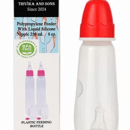 trivika and sons Baby Feeding Bottle 250 ml Bottle with Liquid Silicone Nipple Safe & Non-Toxic - 250 ml-picture-23