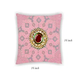 ambbi collections Pink Satin Abstract 16x16 inches Cushion Covers (Pack of 2) image 2