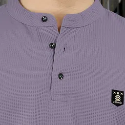 vebnor Men Solid Mandarin Collar Polyester Grey T-Shirt image 3